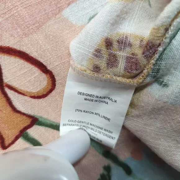 Paper Heart Anthropologie Fruit Print Linen Blend A Line Shift Mini Dress M Boho - Picture 6 of 10